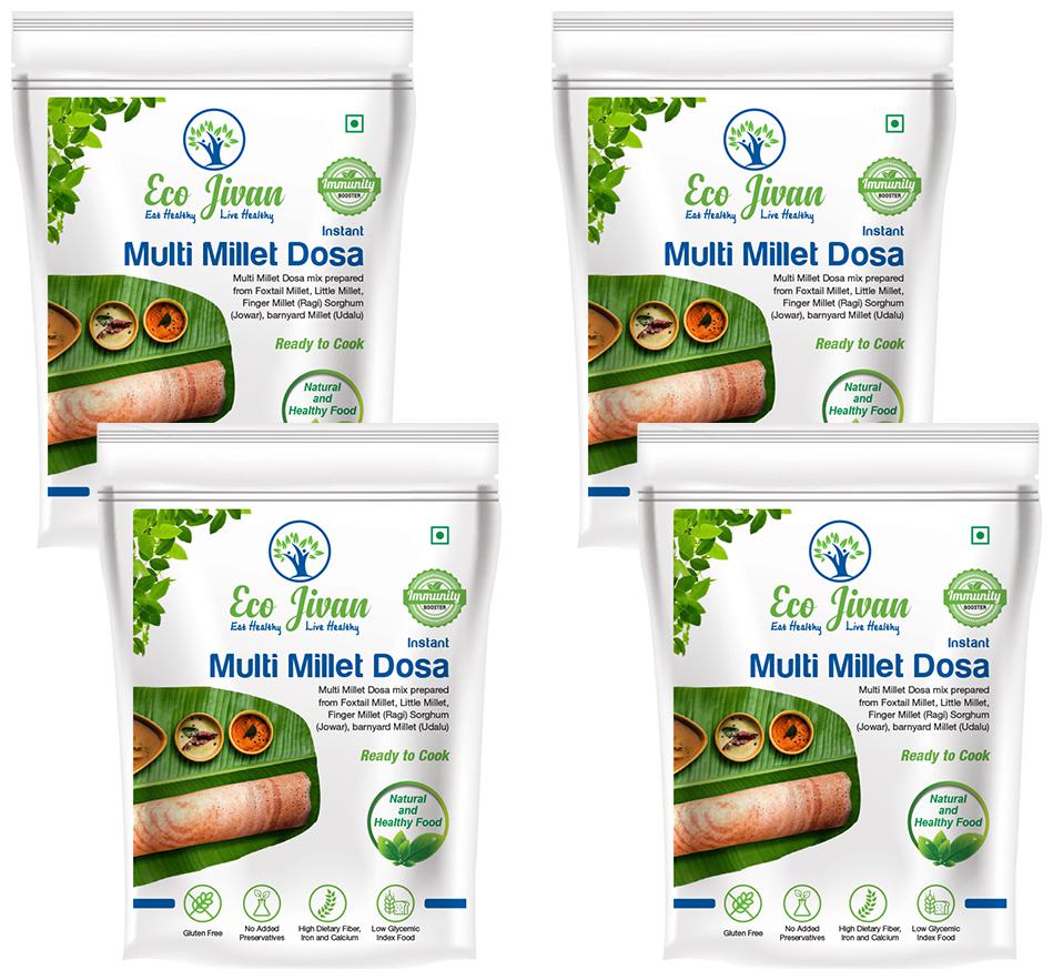 

Eco Jivan Instant Multi Millet Dosa Mix Combo Pack (Pack Of 4 200 g Each) 800 g