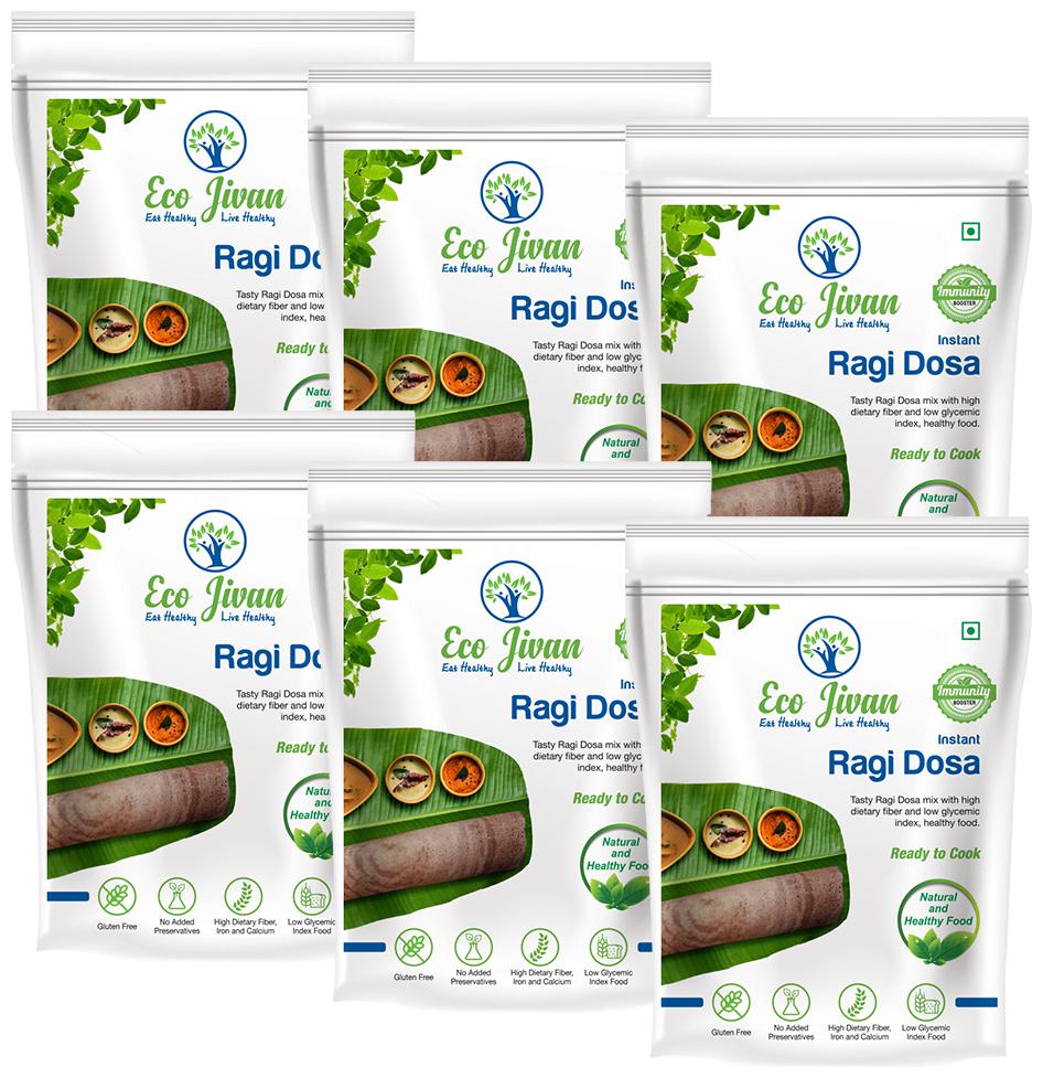 

Eco Jivan Instant Ragi Dosa Combo Pack (Pack Of 6 200 g Each) 1200 g