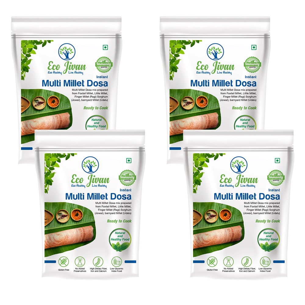 

Eco Jivan Instant Multi Millet Dosa Mix Combo Pack 200 g Each (Pack Of 4)
