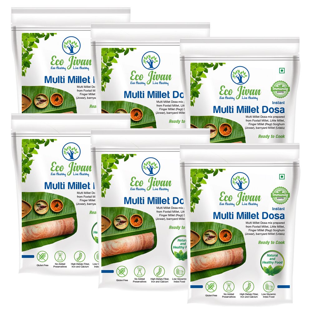 

Eco Jivan Instant Multi Millet Dosa Mix Combo Pack 200 g Each (Pack Of 6)