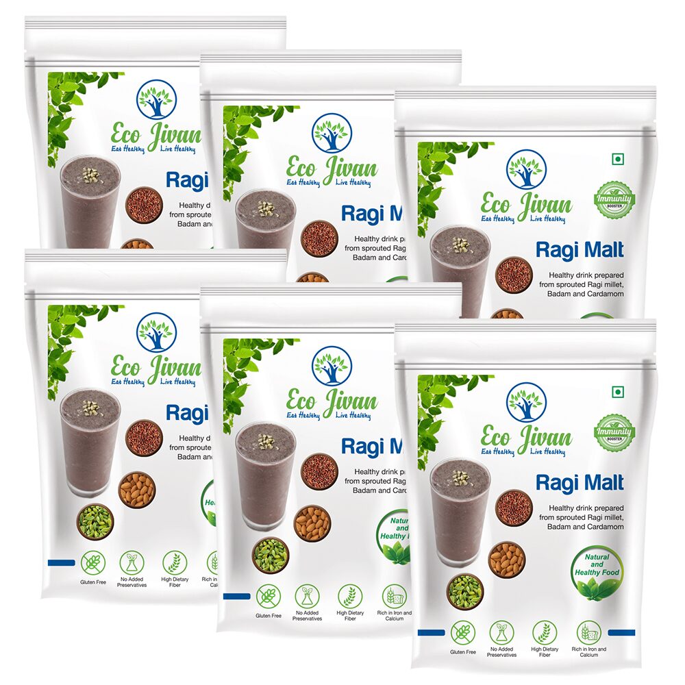 

Eco Jivan Ragi Malt Natural - Without Sugar Combo Pack 200 g Each (Pack Of 6)