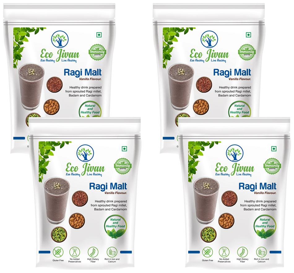 

Eco Jivan Ragi Malt Vanilla Flavor Combo Pack (Pack Of 4 200 g Each) 800 g