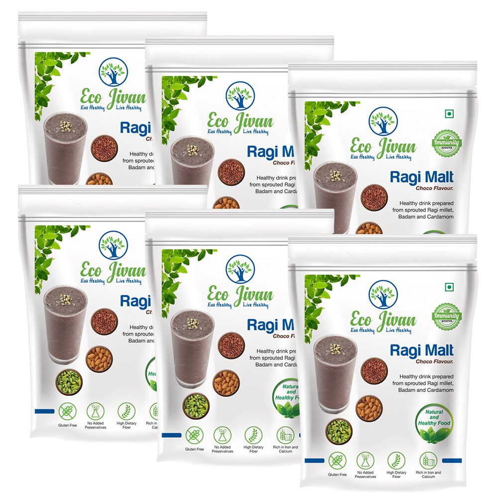 

Eco Jivan Ragi Malt Choco Flavour Combo Pack 200 g Each (Pack Of 6)