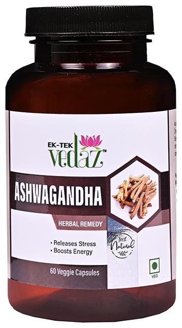 

Ek-tek Vedaz Ashwagandha Veg Capsules Ayurvedic-60 Capsules