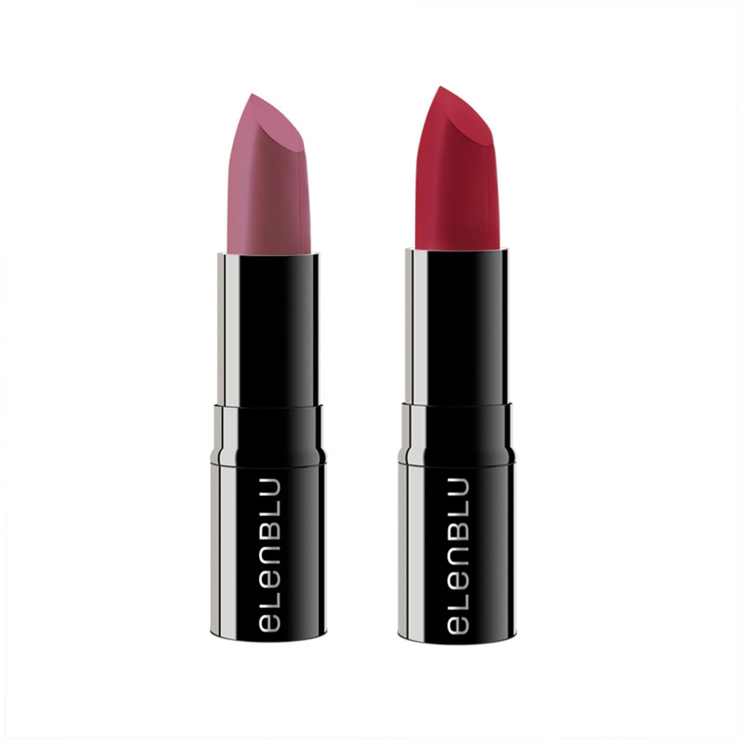 

Elenblu Luxe Matte Lipstick For Women Passionately Pink (EL03) and Raspberry (Red - EL10) For Soft Creamy Texture Long Lasting Waterproof No Harmful Chemicals 4g Each( Set of 2)