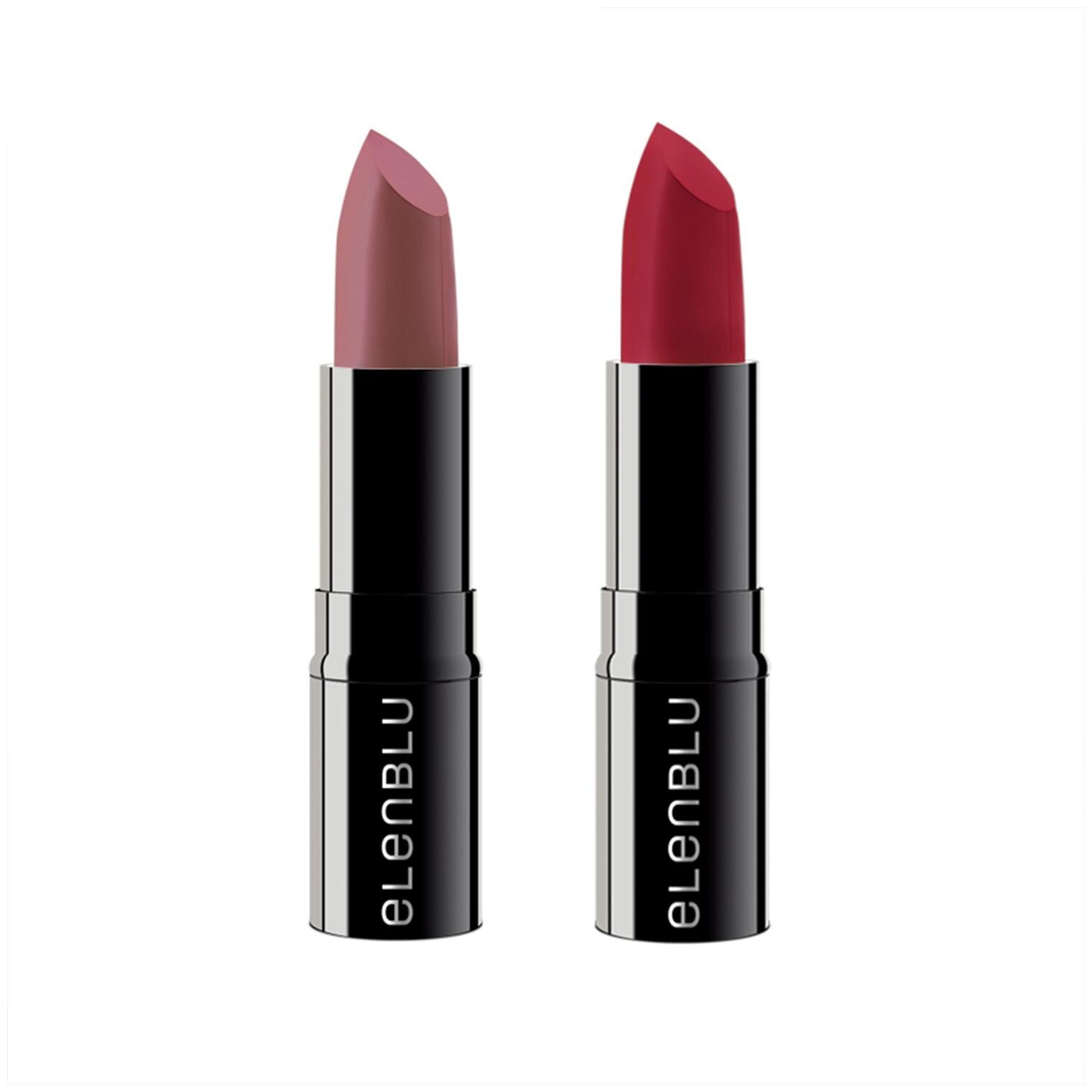 

Elenblu Luxe Matte Lipstick For Women Let s Mauve It (Mauve - EL06)and Raspberry (Red - EL10) For Soft Creamy Texture Long Lasting Waterproof No Harmful Chemicals 4g Each( Set of 2)