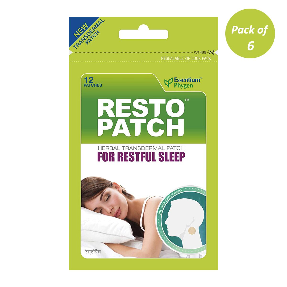 

Essentium Phygen Restopatch Natural Sleep Patch with Melatonin and Herbal Ingredients Promotes Restful Sleep 12 Patches (Pack of 6)