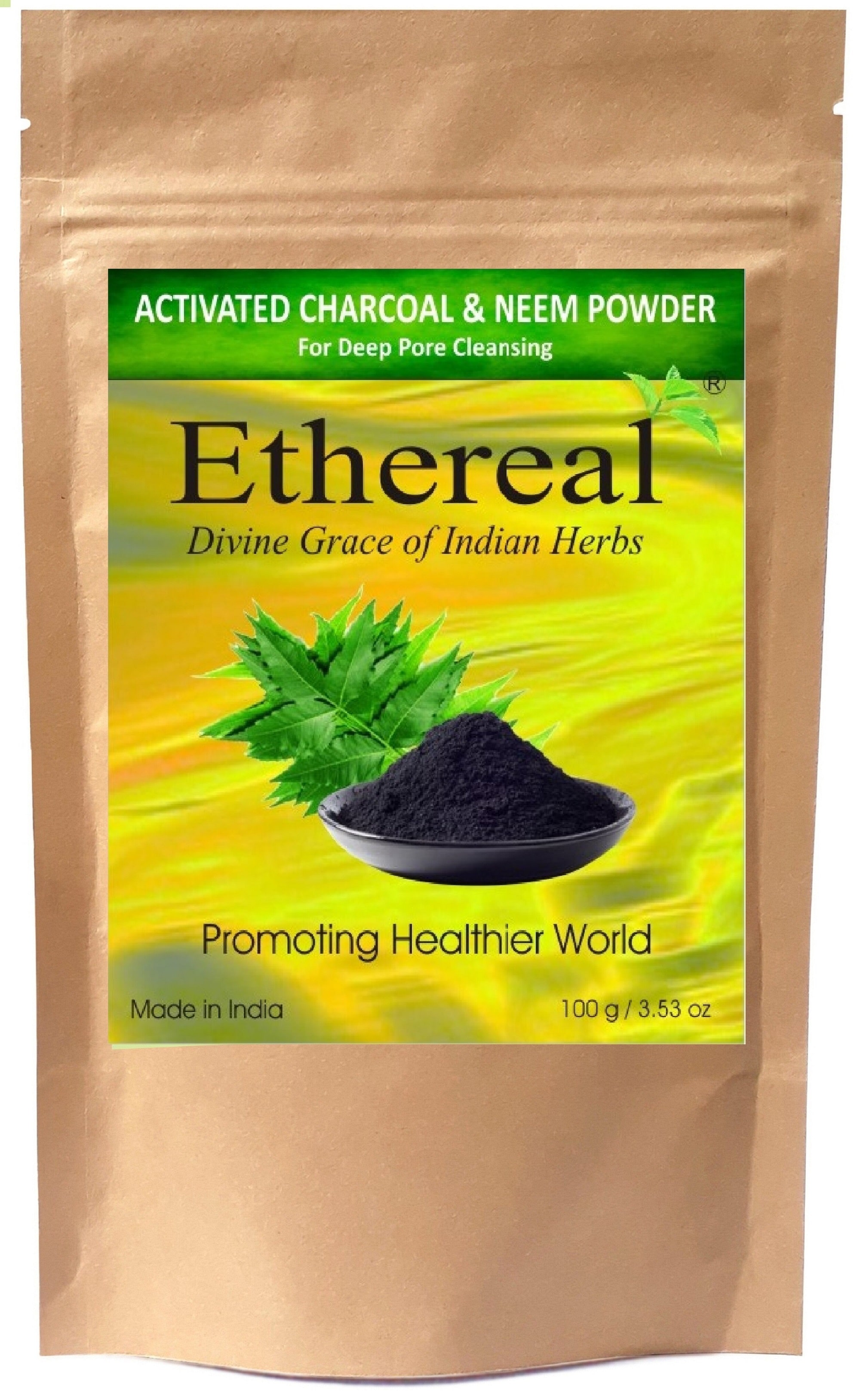 

Ethereal Activated Charcoal and Neem Powder For Deep Pore Cleansing - 100g