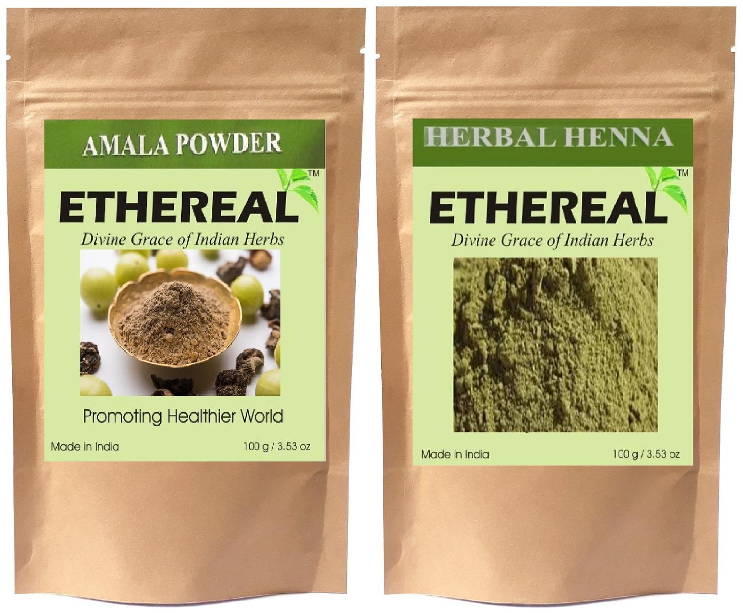 

Ethereal Amla Powder and Organic Henna (100 g each) (Pack of 2)
