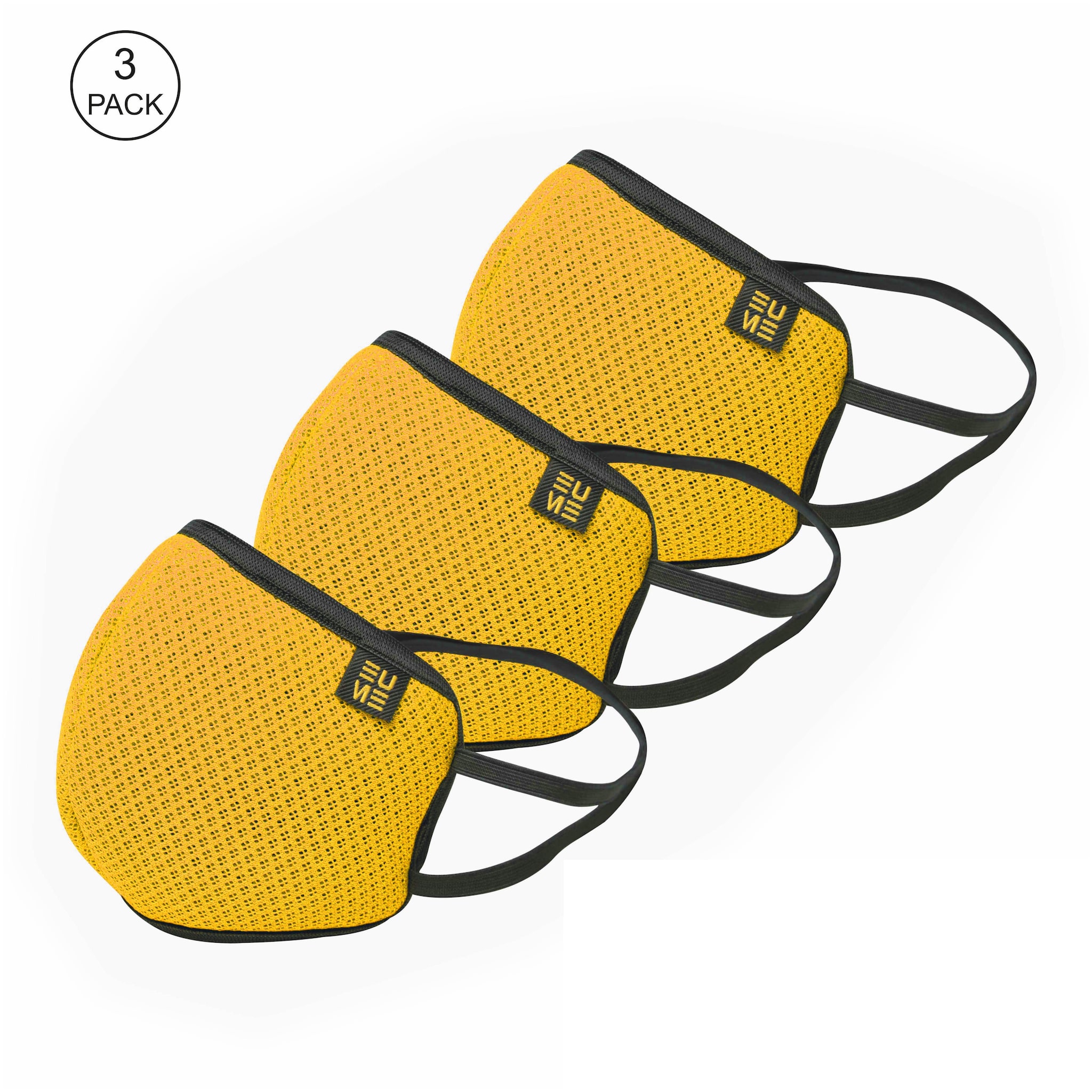 

EUME Protect 95 Face Mask Washable - Reusable Anti Dust with 4 Layered Ply Protected Mask for Men and Women in Yellow (Pack of 3)