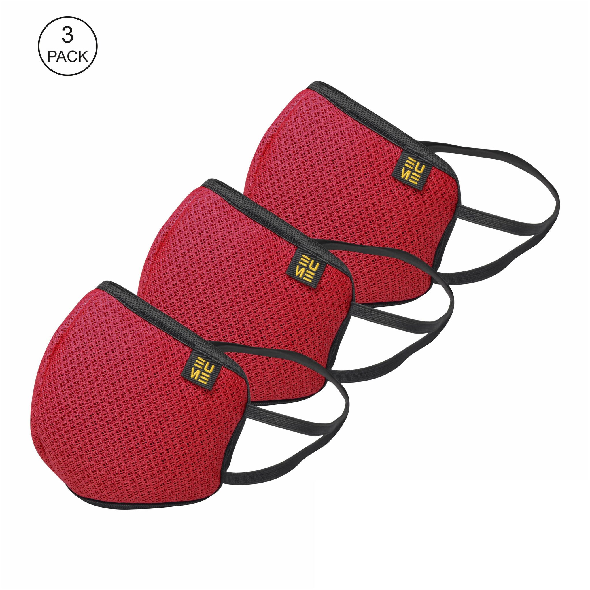

EUME Protect 95 Face Mask Washable - Reusable Anti Dust with 4 Layered Ply Protected Mask for Men and Women in Red (Pack of 3)