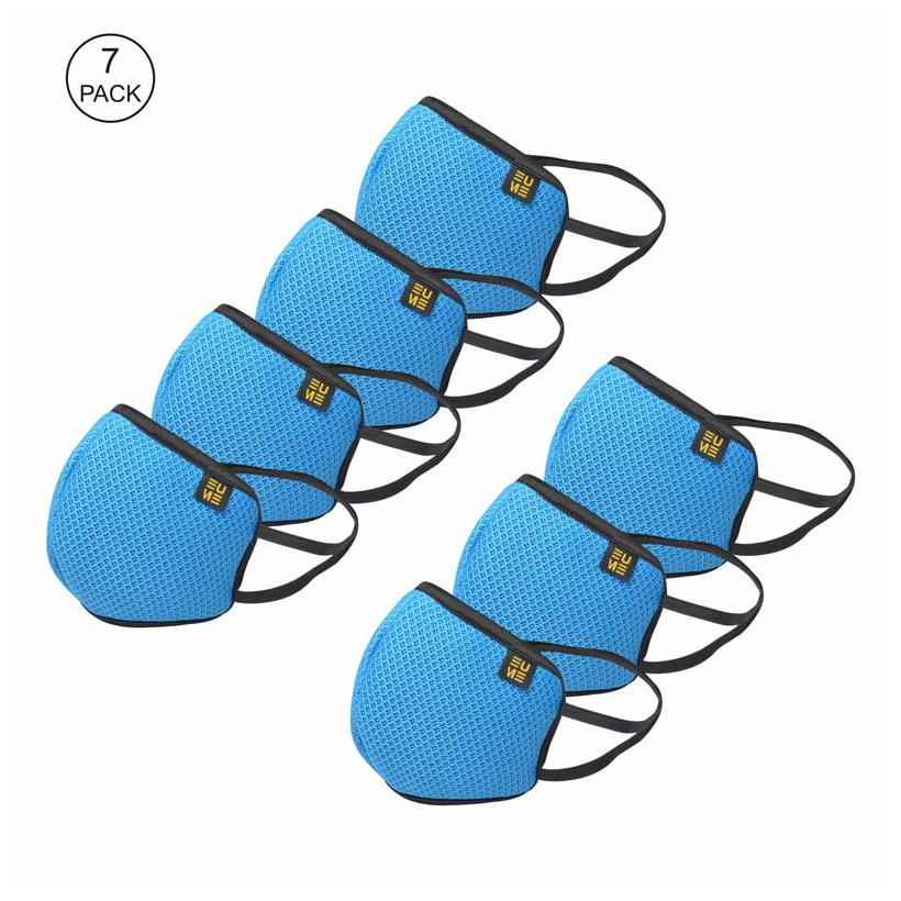 

EUME Protect 95 Face Mask Washable - Reusable Anti Dust with 4 Layered Ply Protected Mask for Men and Women in Blue (Pack of 7)