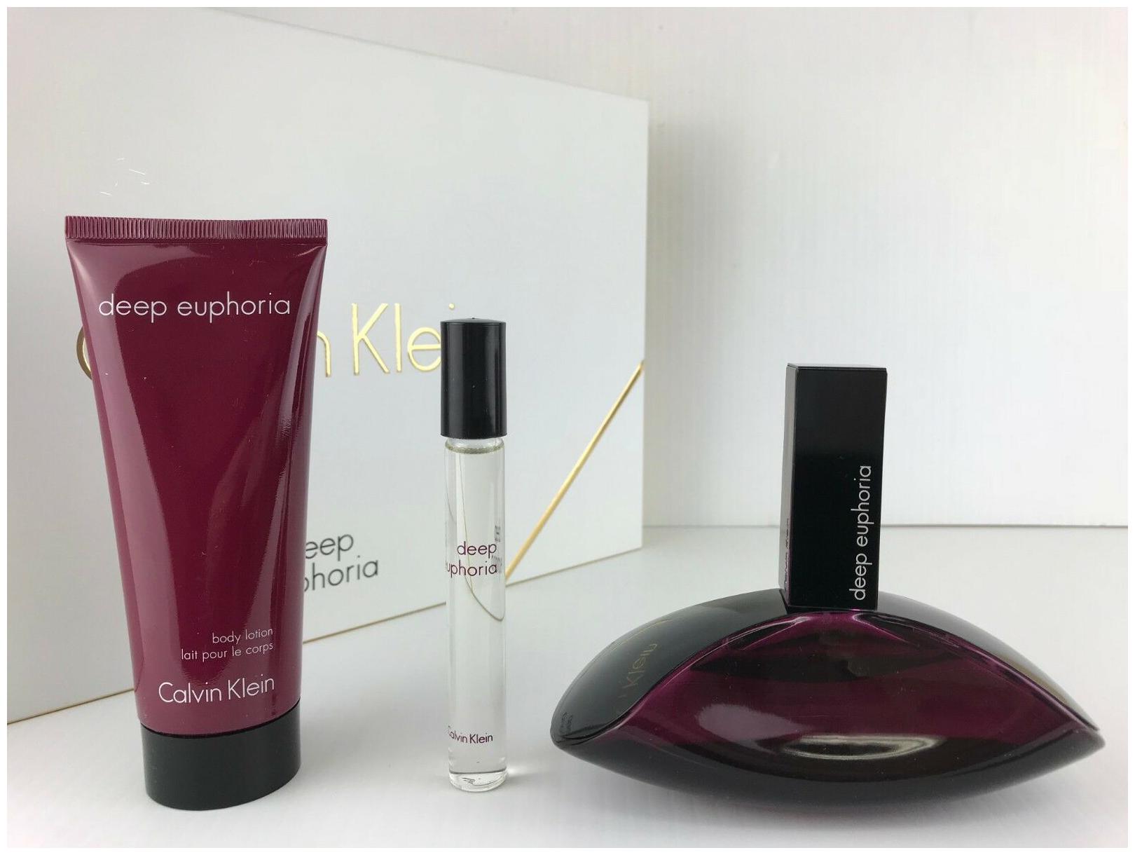 

EUPHORIA DEEP Perfume CALVIN KLEIN GIFT SET EDP SPRAY 3 4 OZ B L MINI ROLLON