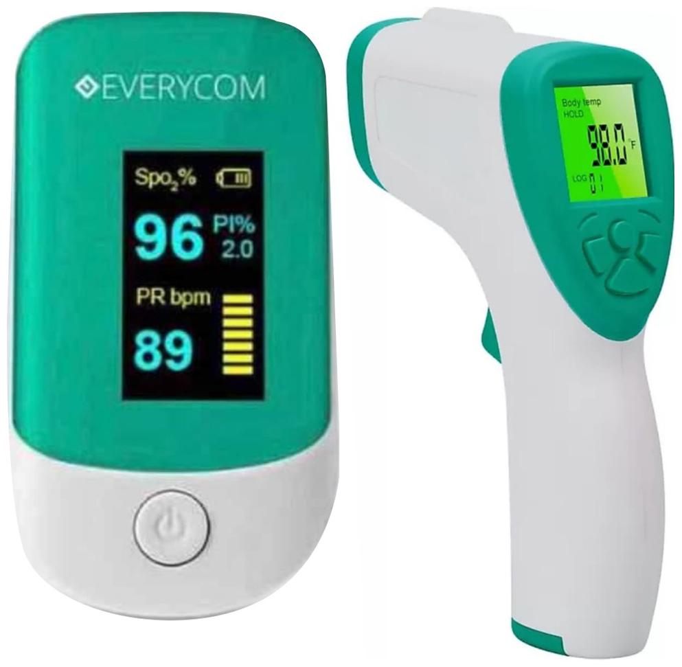 

Everycom Combo Non Contact Infrared Thermometer and Fingertip Pulse Oximeter With Beep Specially Designed for Clinical and Home Use with OLED Display