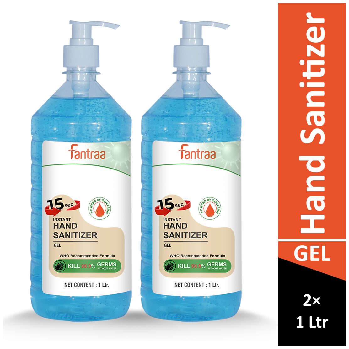 

Fantraa Alcohol Gel Based Hands Sanitizer 1 L (Pack of 2)