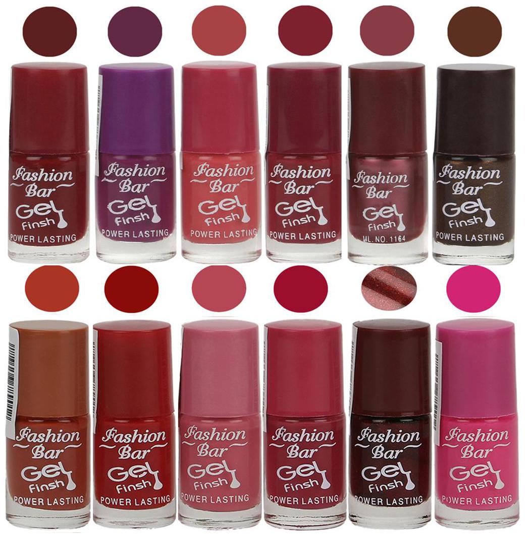 

Fashion Bar Nail polish (Maroon Purple Pink Mauve Shimmer Light Purple Dark Brown Brown Red Pink Deep Pink Dark Brown Rani Pink )