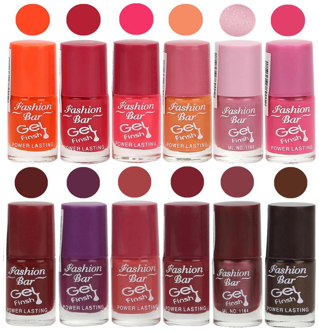

Fashion Bar Nail polish (Orange Deep Pink Neon Pink Light Purple Light Pink Dark Red Purple Pink Mauve Shimmer Light Purple Deep Brown)