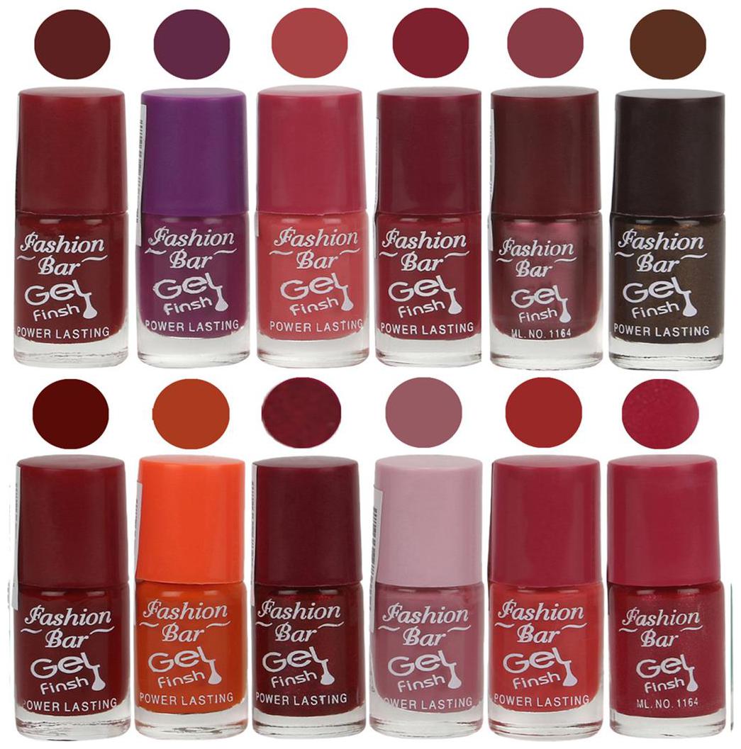 

Fashion Bar Nail polish (Maroon Purple Pink Mauve Shimmer Light Purple Dark Brown Maroon Orange Shimmer Maroon Light Purple Pink Red Nail polish)