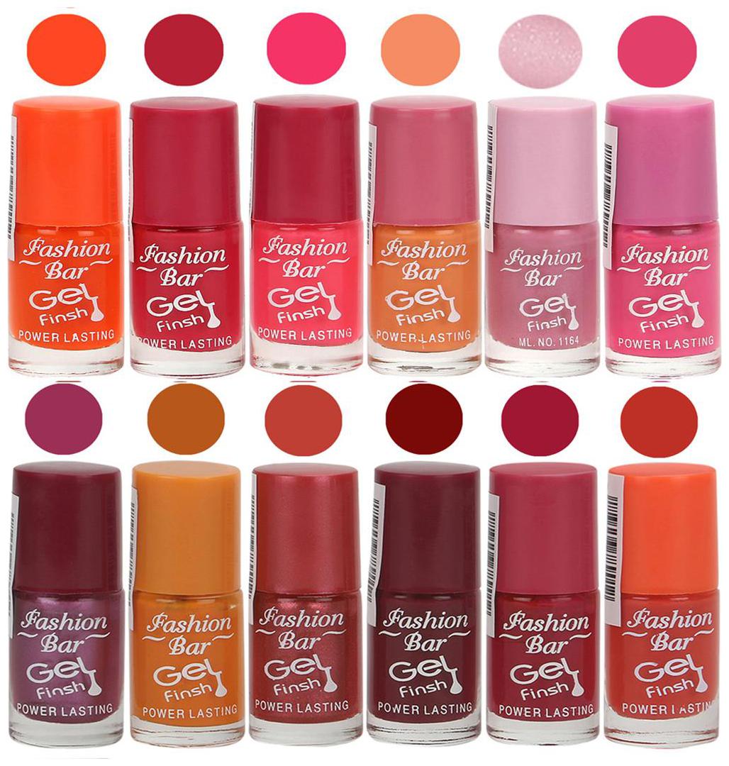 

Fashion Bar Nail polish (Orange Deep Pink Neon Pink Peach Light Purple Rani Light Pink Shiny Purple Frosty Gajri Maroon Deep Pink Orange)