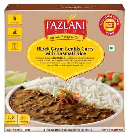 

Fazlani Foods Black Gram Lentils Curry-Basmati Rice 300 g