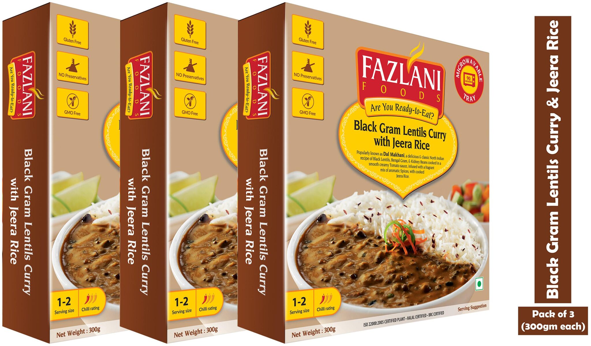 

Fazlani Foods Ready to Eat Black Gram Lentils Curry with Jeera Rice (300 g) Pack of 3