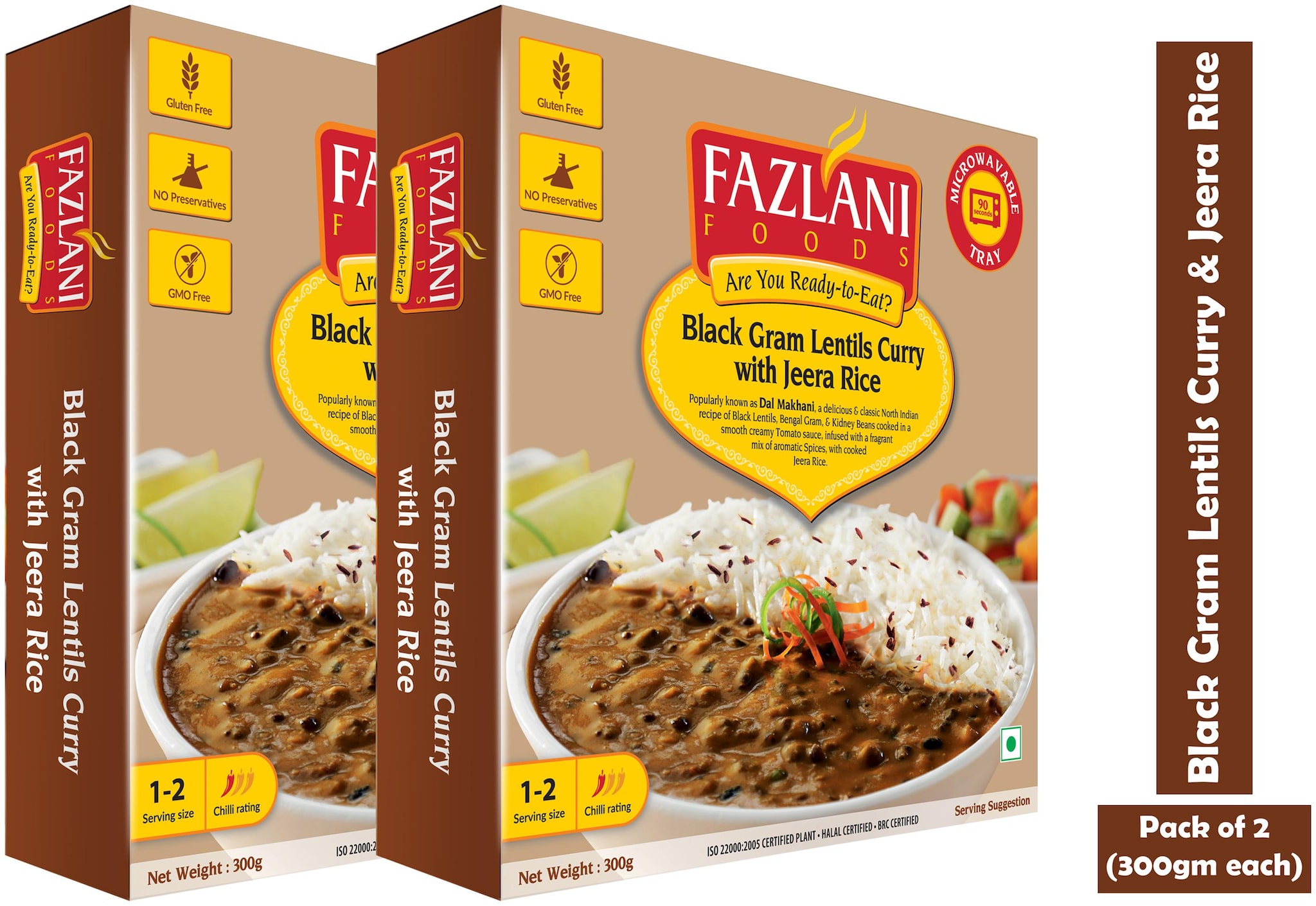 

Fazlani Foods Ready to Eat Black Gram Lentils Curry with Jeera Rice (300 g) Pack of 2