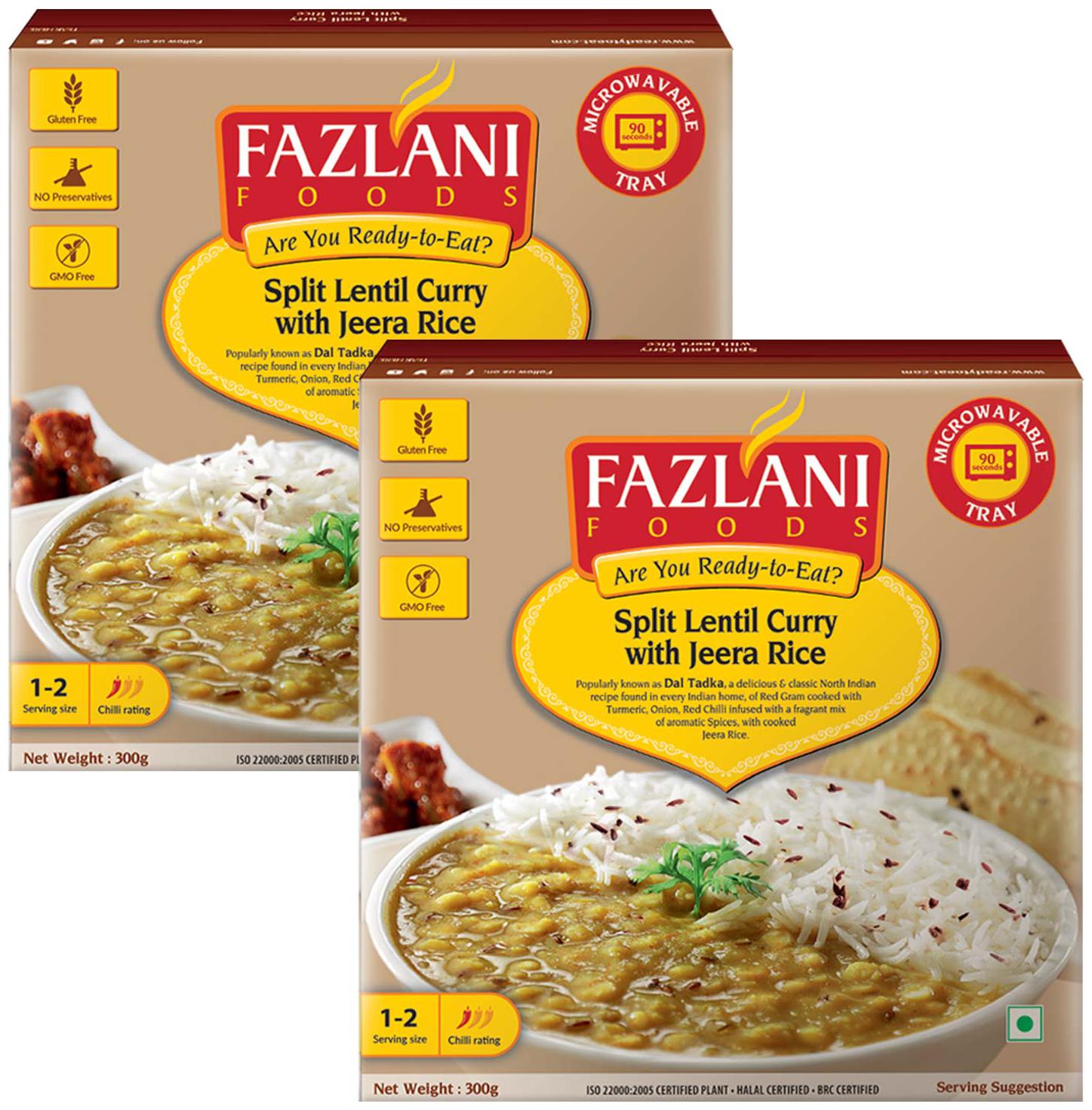 

Fazlani Foods Ready to Eat Split Lentil Curry with Jeera Rice (300 g) Pack of 2