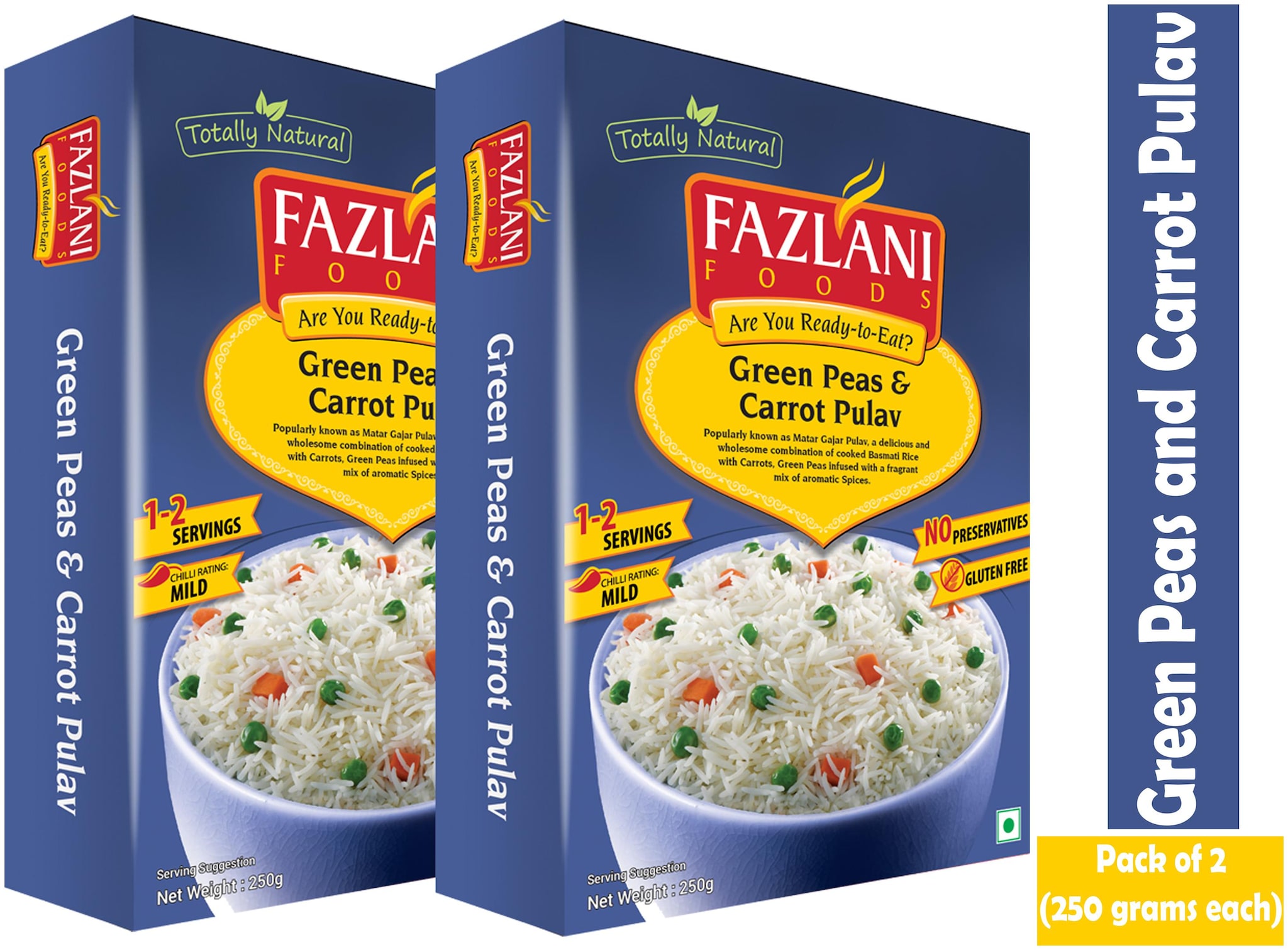 

Fazlani Foods Ready to Eat Green Peas and Carrot Pulav(250 g) Pack of 2