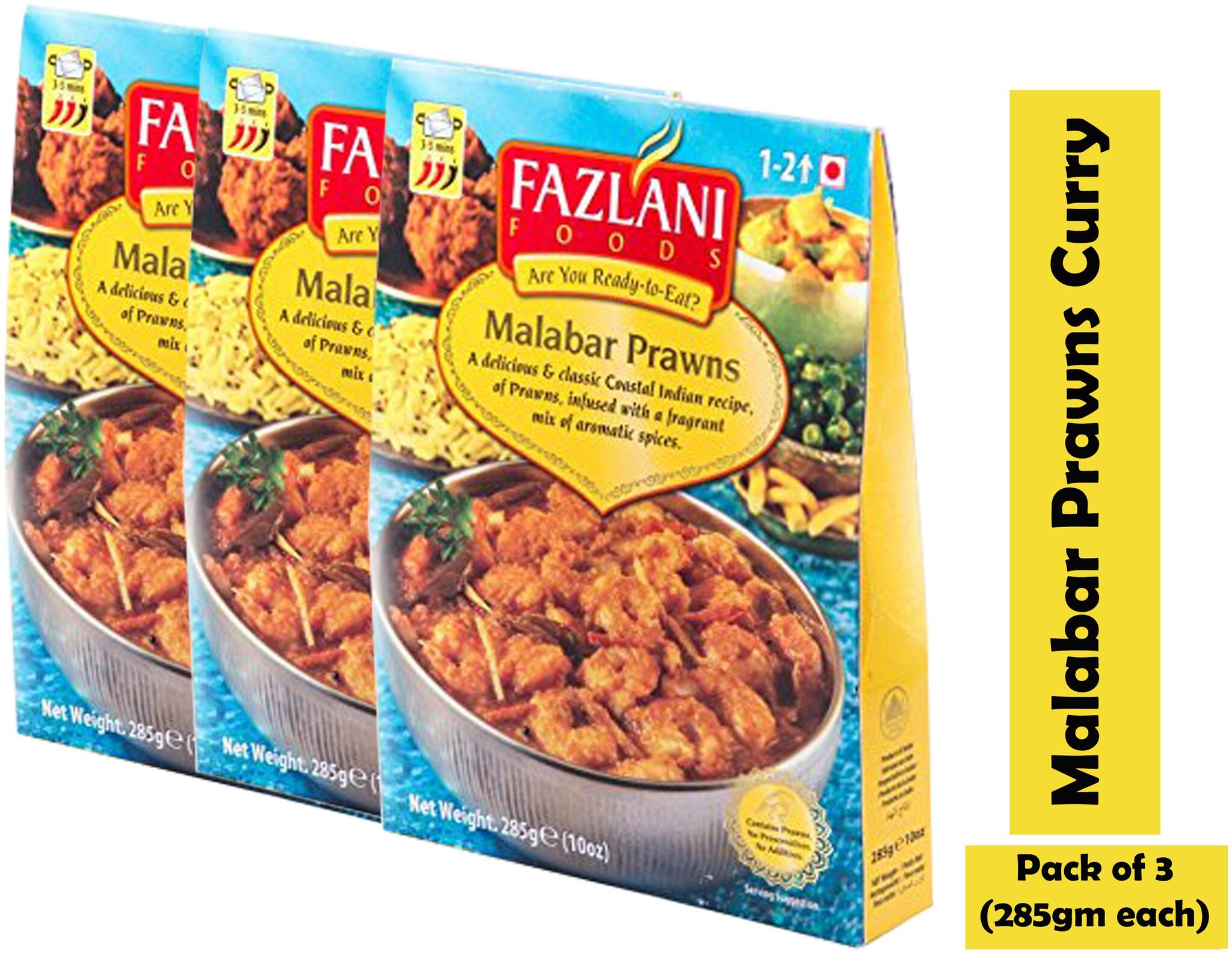 

Fazlani Foods Ready To Eat Malabar Prawns Curry (Pack Of 3 285g Each)