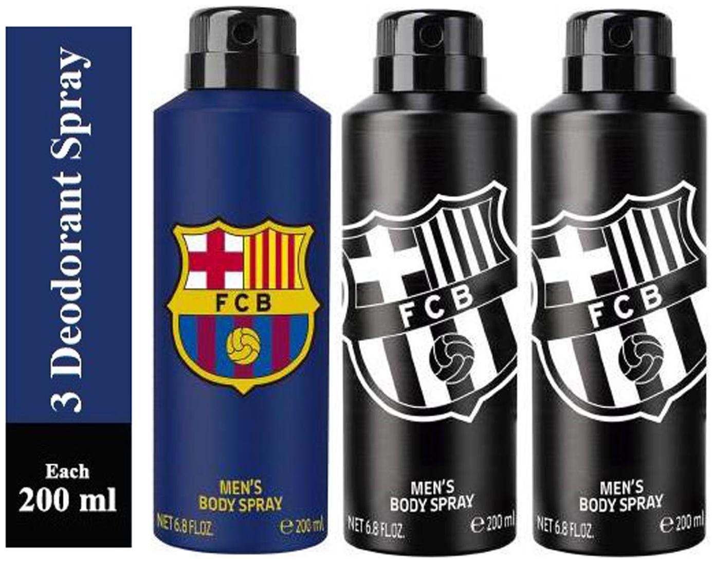 

FC BARCELONA One BLUE and Two BLACK Deodorant Spray for Men -200ml(Pack of 3)