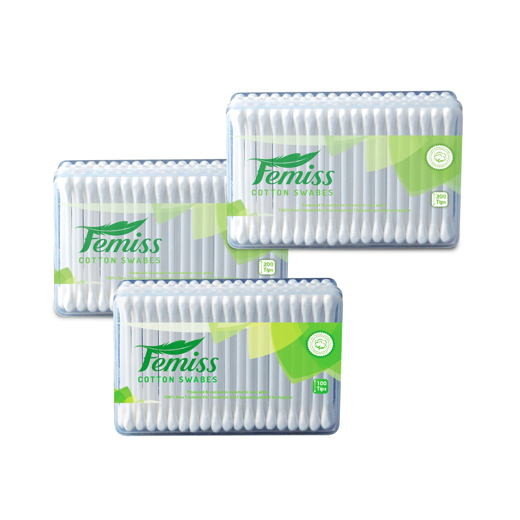 

femiss cotton swabs box of 200 100 sticks (pack of 3)