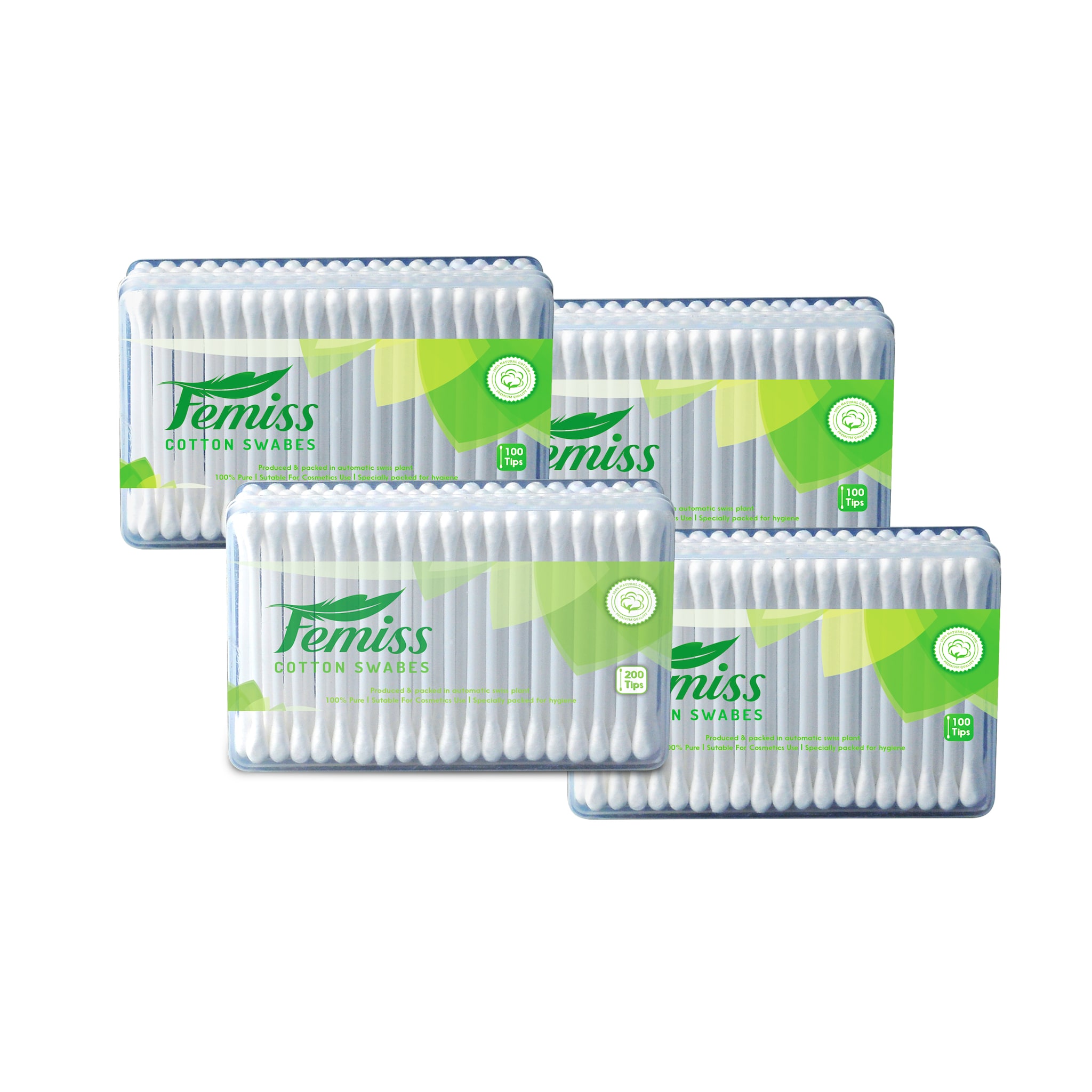 

femiss cotton swabs box of 200 100 sticks (pack of 4)