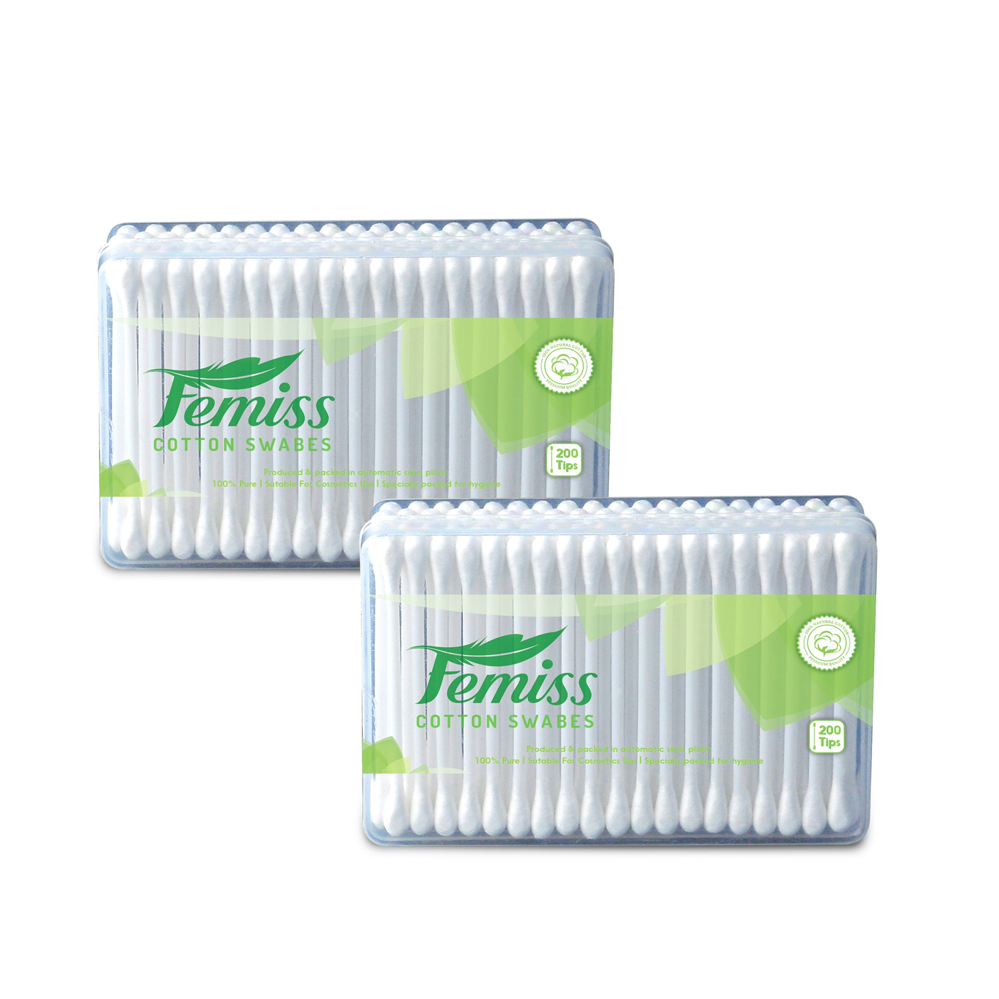

femiss cotton swabs box of 200 sticks (pack of 2)