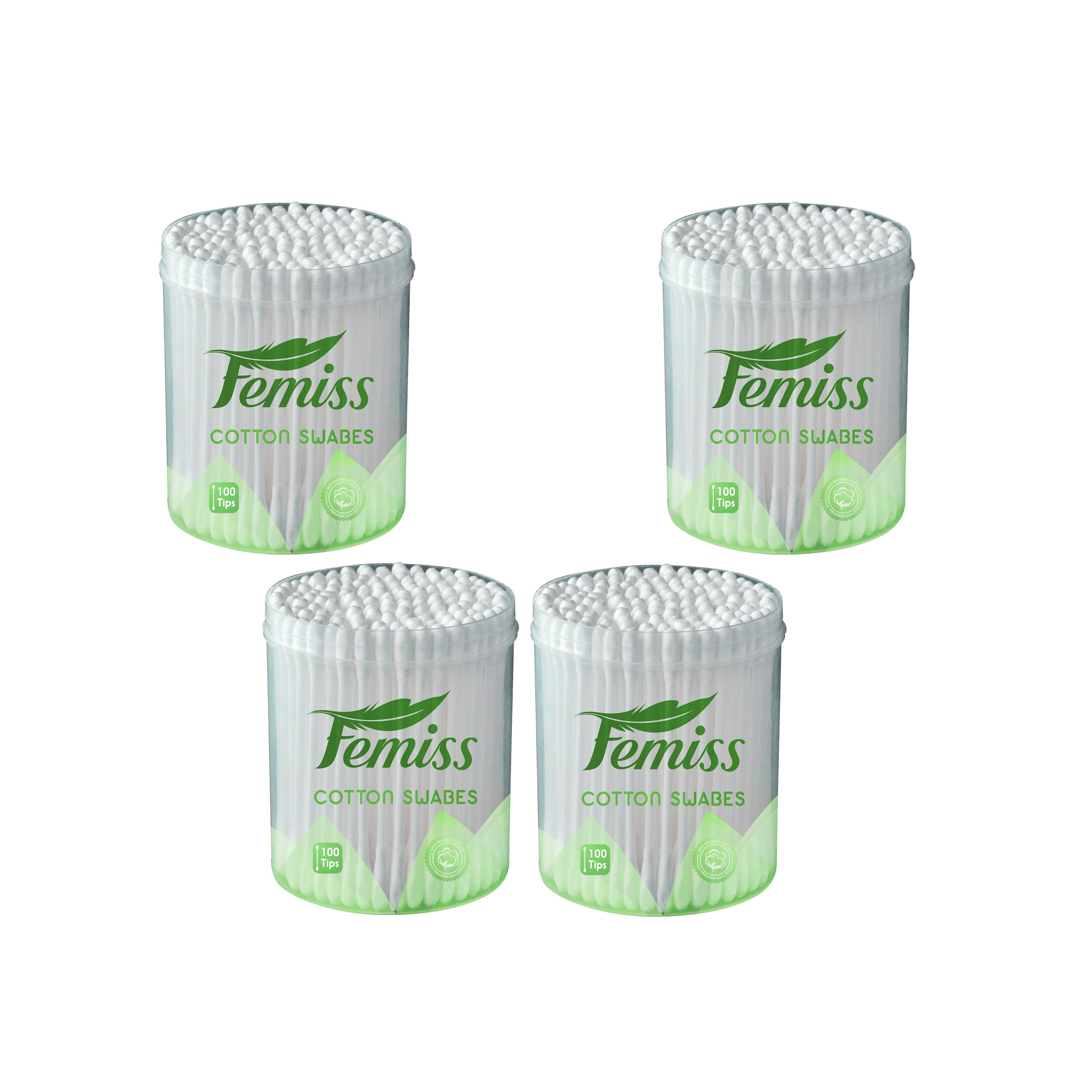 

femiss cotton swabs Jar of 100 sticks (pack of 4)