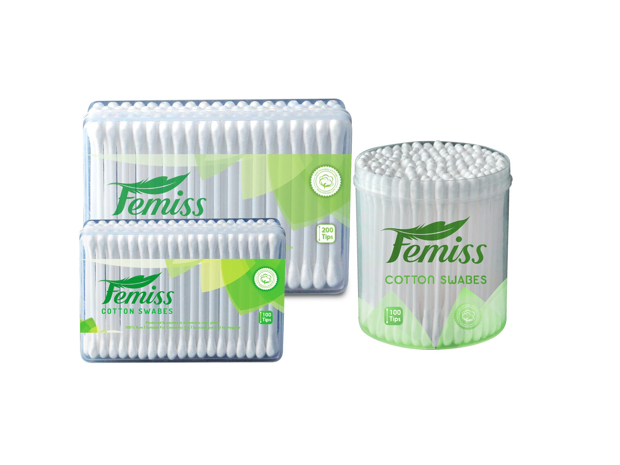 

femiss cotton swabs combo of box and Jar of 200 100 sticks (pack of 3)