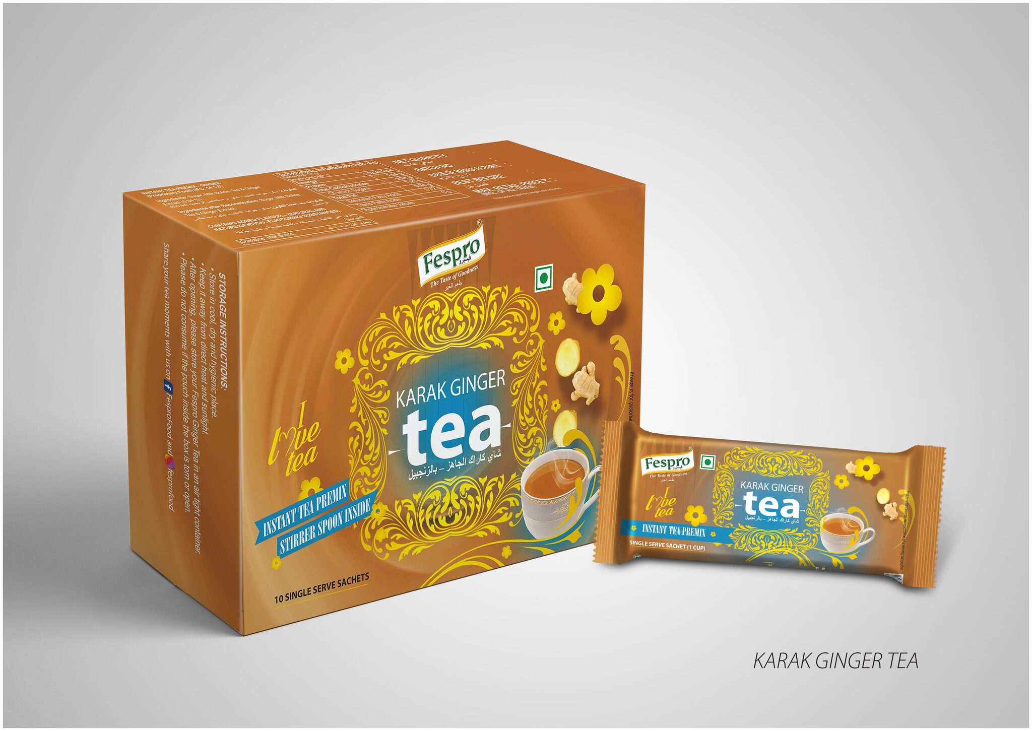 

Fespro Instant Karak Ginger Tea Box 140g (Pack of 2)