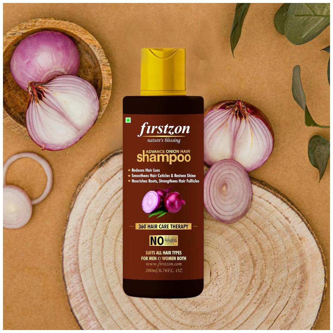 

FIRSTZON Red onion black seed onion oil shampoo for hair growth hair fall control shampoo (200 ml) Pack of 1