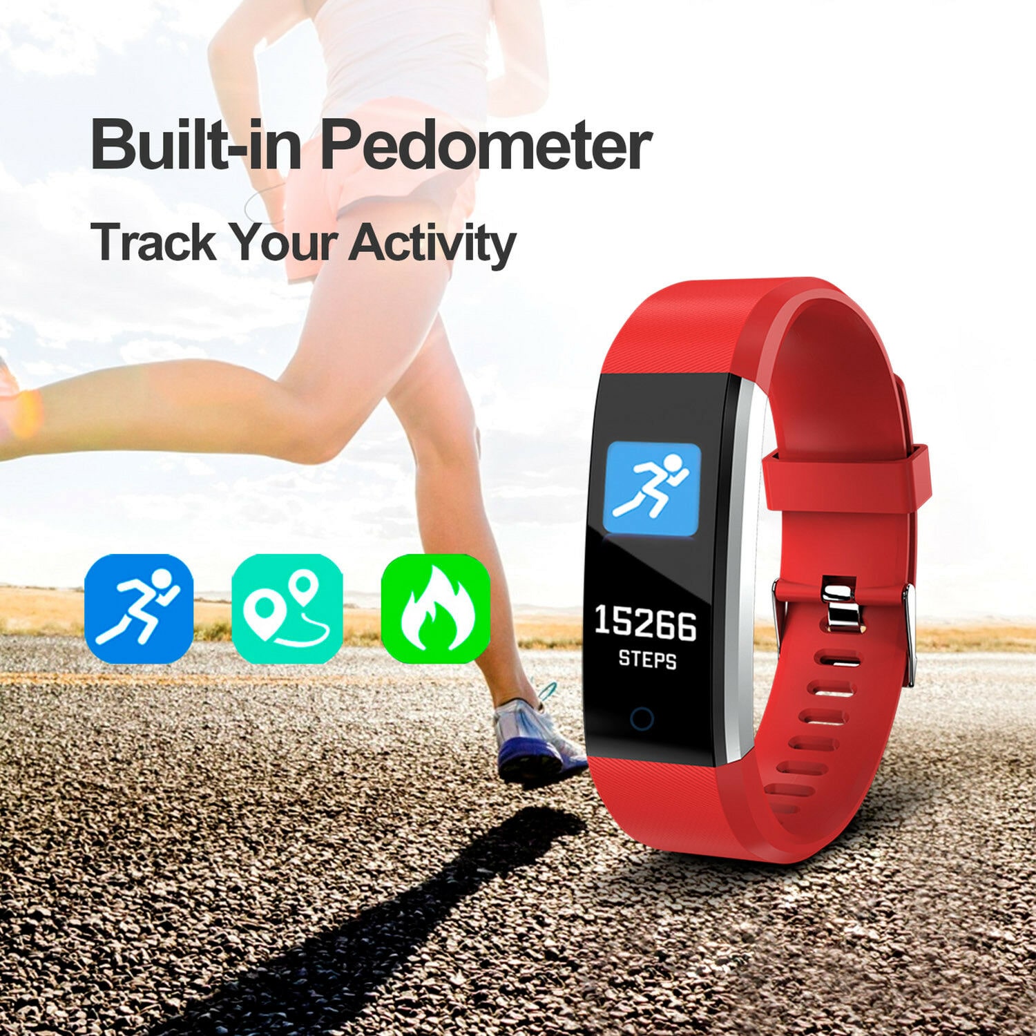 

Fitness Tracker Watch Activity Sleep Monitor Wireless Running Smart Band