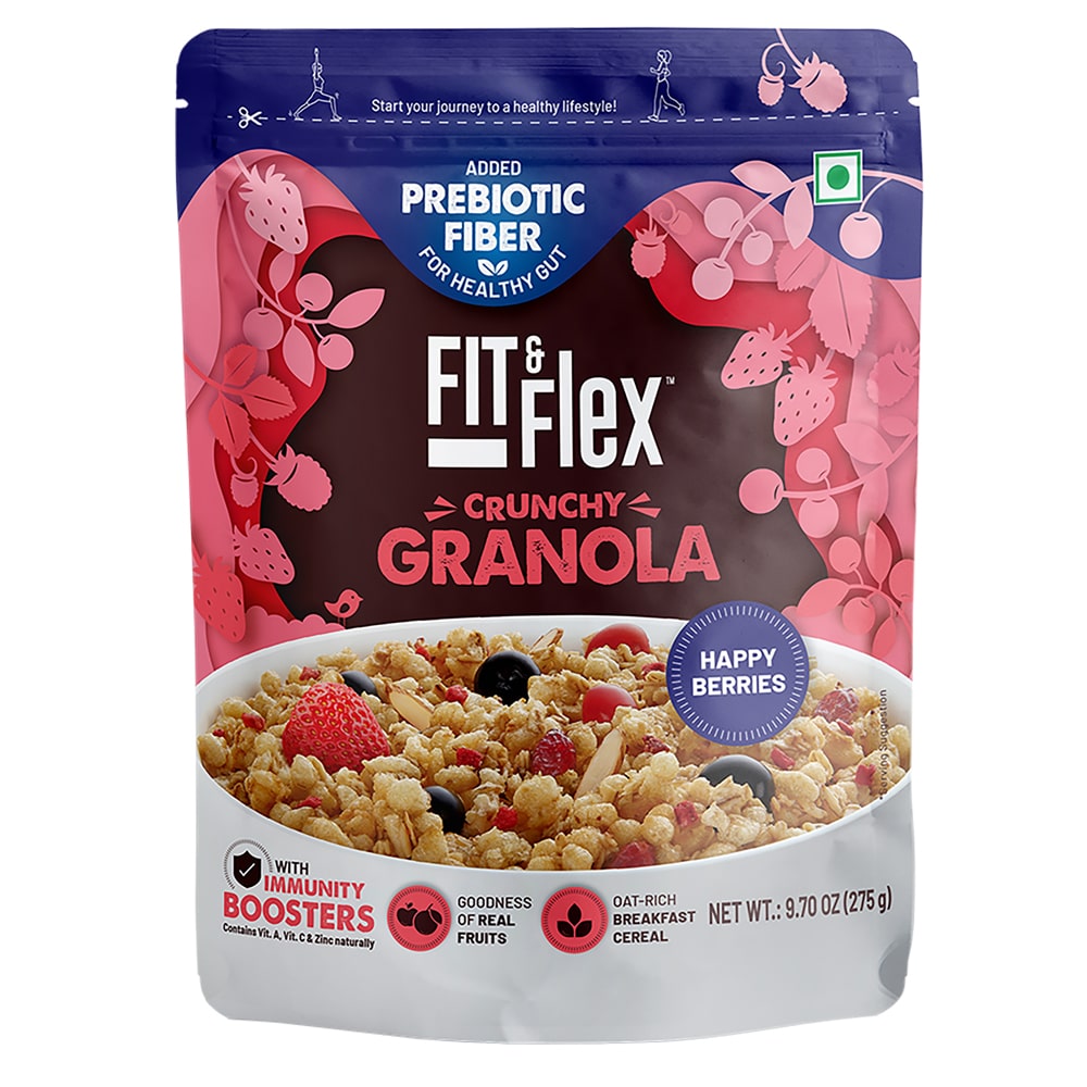 

Fit Flex Granola Oat Rich Breakfast Cereal with Real Fruits Happy Berries (275g)