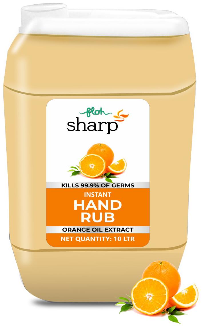 

FLOH Sharp Alcohol Based Hand Rub Sanitizer With 70 Alcohol and Orange Oil Extract 10 L