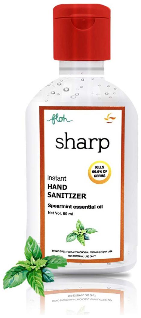 

FLOH Sharp Hand Sanitizer Gel With Spearmint Extract 70 Alcohol Hand Sanitizer Gel 60 ml (Pack Of 8)