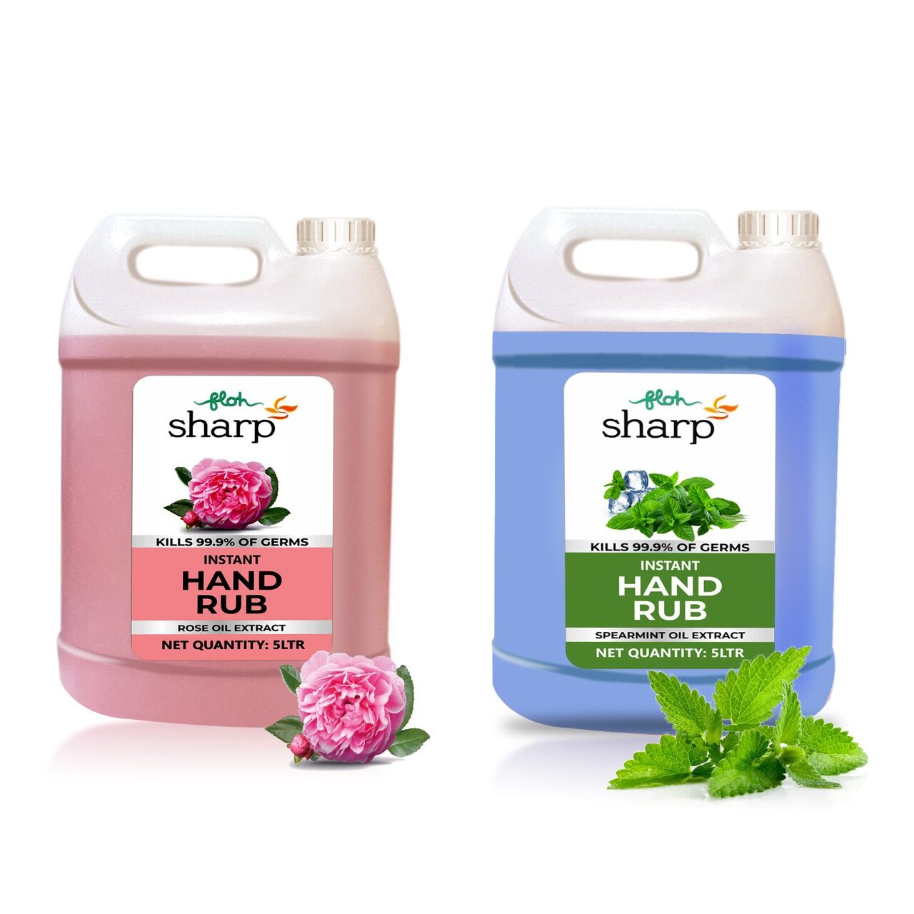 

FLOH Sharp Instant Hand Rub Sanitizer With 70 Alcohol Flavor Rose Spearmint 5L ( Pack of 2 )