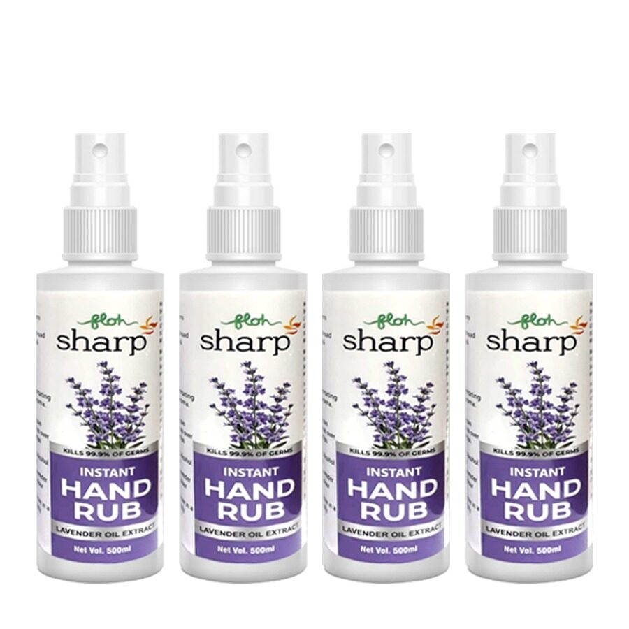 

FLOH Sharp Instant Hand Rub Sanitizer With Lavender Flavor 70 Alcohol Based 500 ml (Pack of 4)
