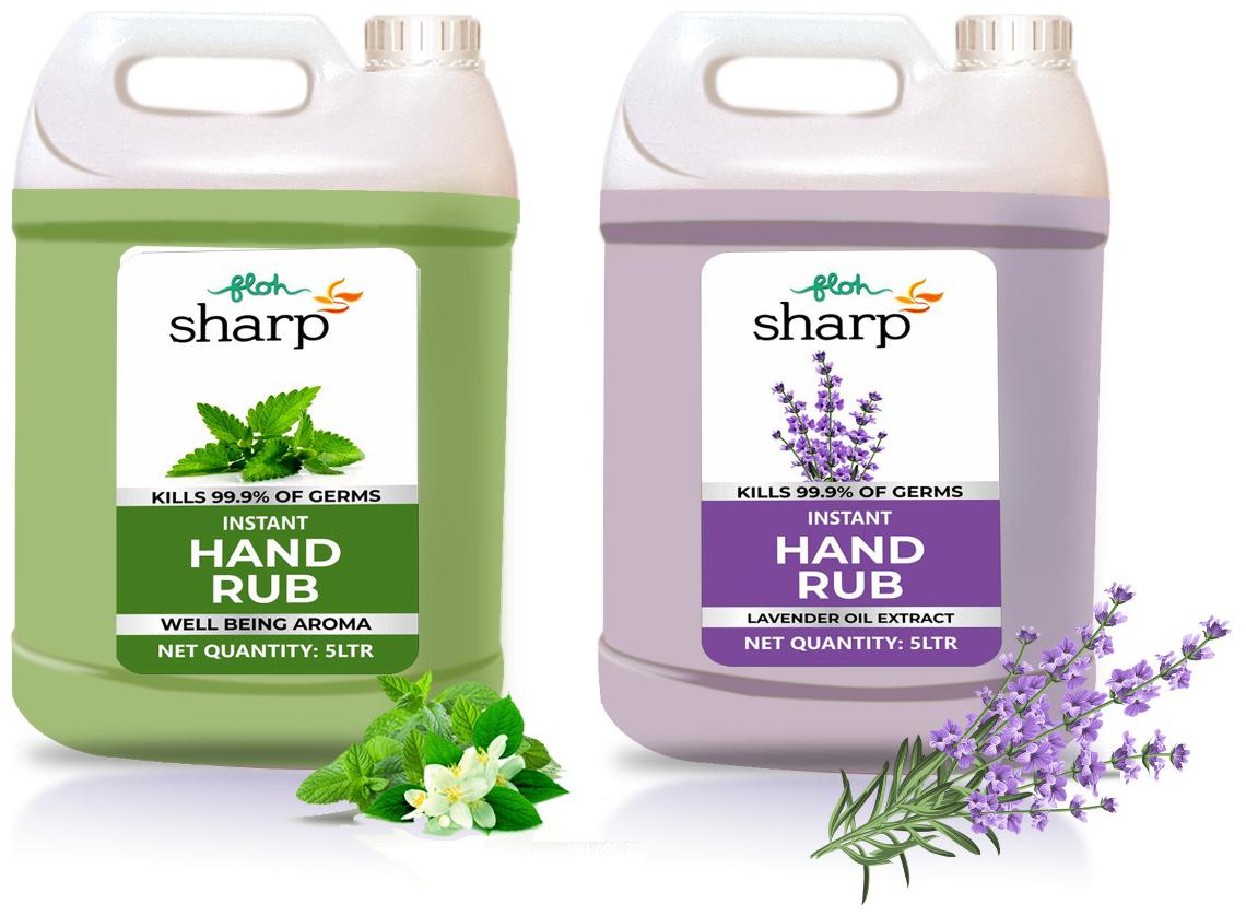 

FLOH Sharp Instant Hand Rub Sanitizer With 70 Alcohol Flavor Jasmine Lavender 5L ( Pack of 2 )