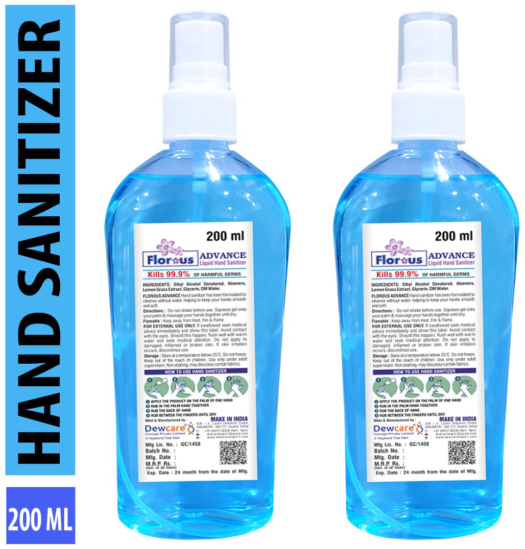 

Florous Advance Hand Sanitizer 200 ml ( Pack of 2 )