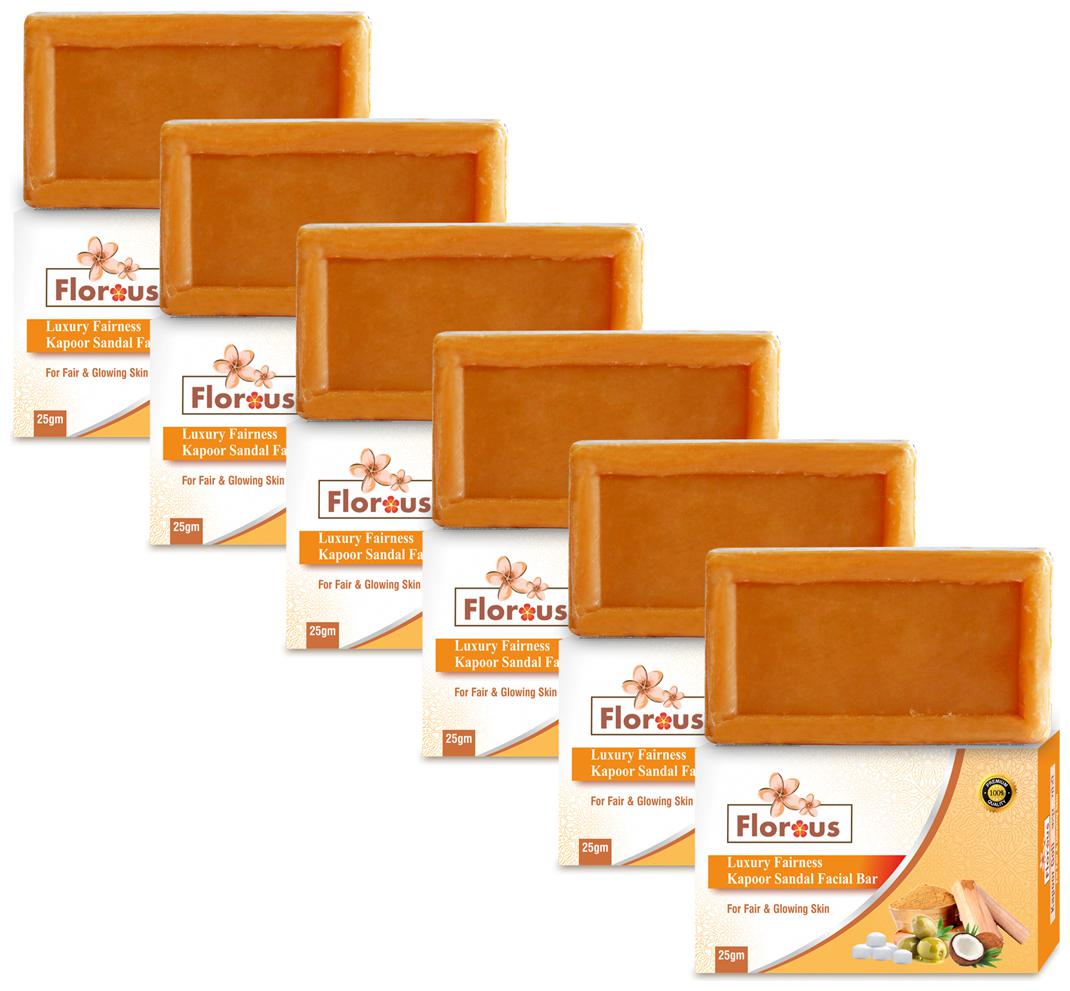 

Florous Kapoor Sandal Facial Bar 25g (Pack of 6)
