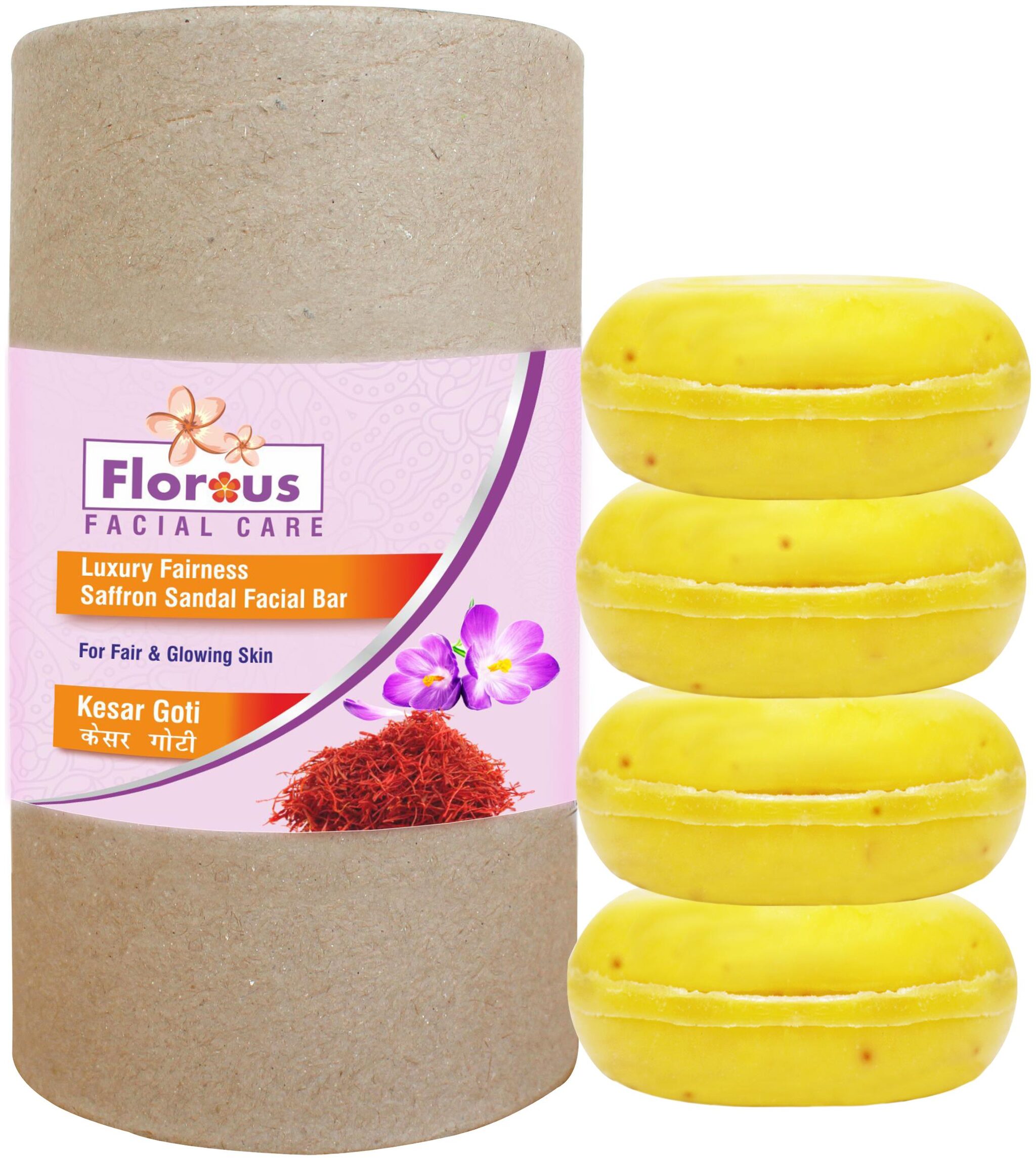 

Florous Saffron Sandal Facial Bar (Kesar Goti) 90 g (Pack Of 4)