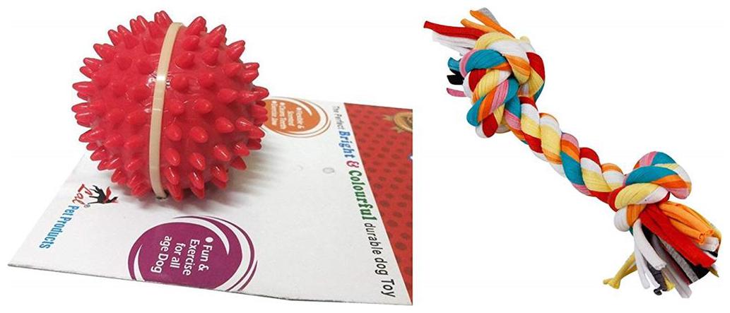 

Foodie Puppies Dog Rubber Chew Toy Combo (Spike Ball Rope Chew Toy) Color May Vary