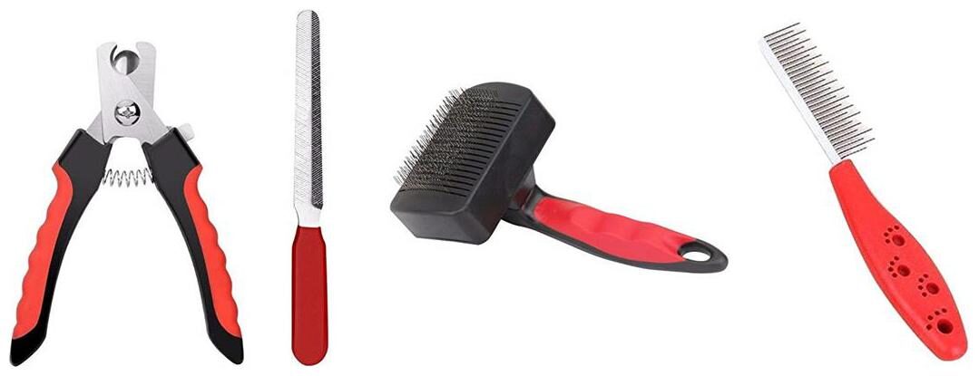 

Foodie Puppies Imported High Quality Grooming Kit For Dogs Dog Nail Cutter Dog Nail Filer Dog Slicker Brush Dog Flea Comb Color May Vary