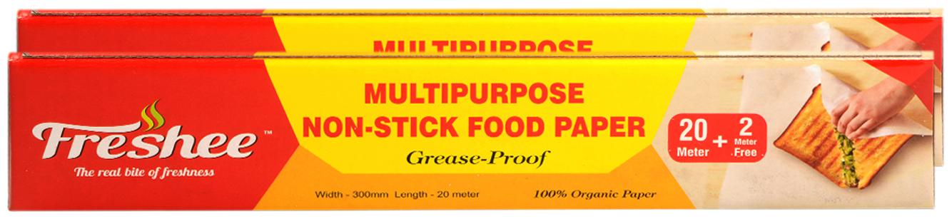 

Freshee 22 Meter Multipurpose Non-Stick Food Paper Grease Proof Organic Paper for Baking Cooking and Food Packaging (Pack of 2)